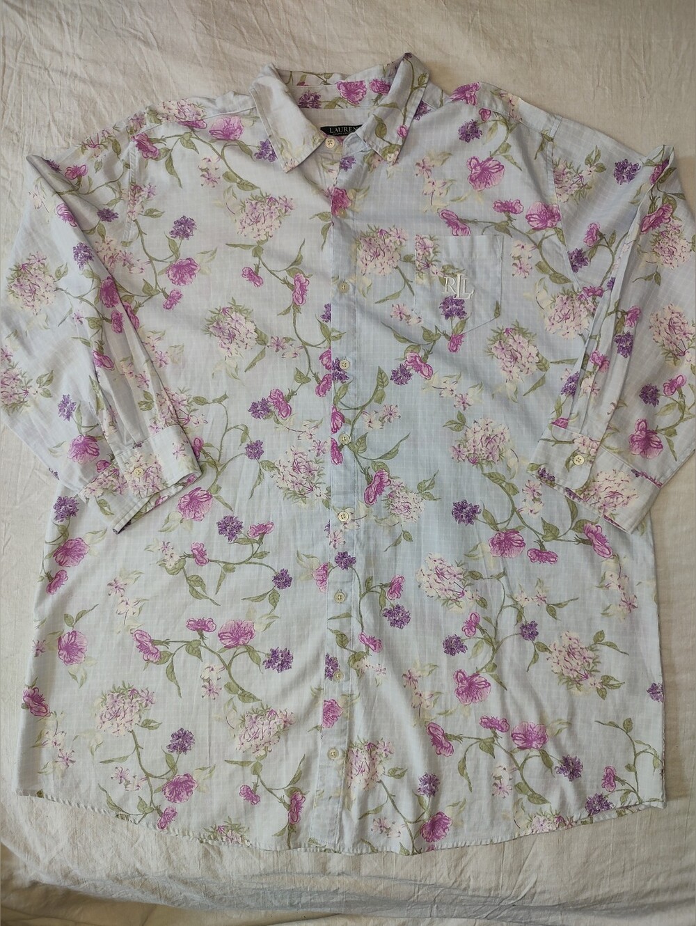 Lauren Ralph Lauren Pastel Floral Cotton Nightshirt in Lavender and Green
